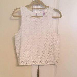 Francesca’s White Eyelet Tank Top
